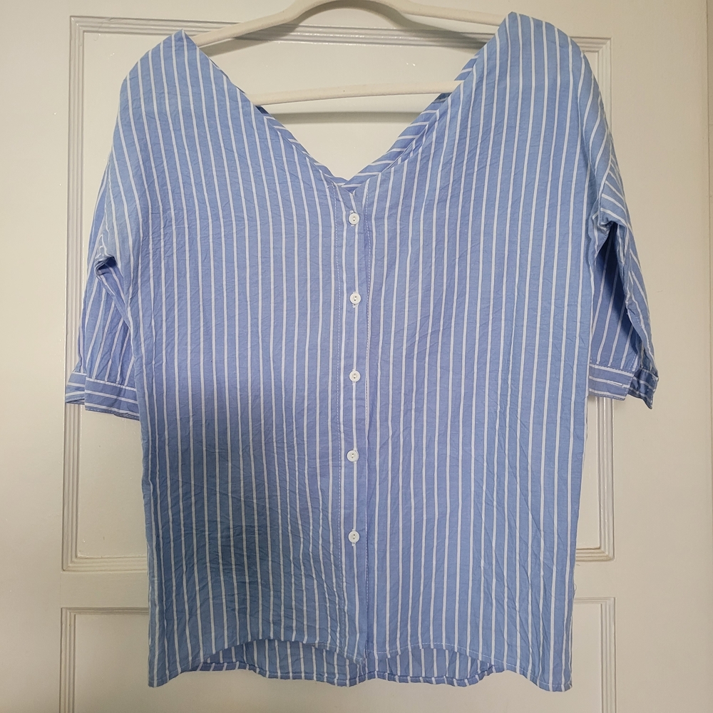 Vince Striped 3/4 Sleeve Blouse